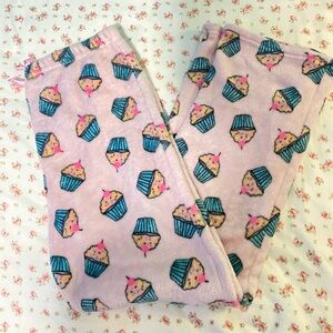 Fuzzy pink cupcake pajama pants